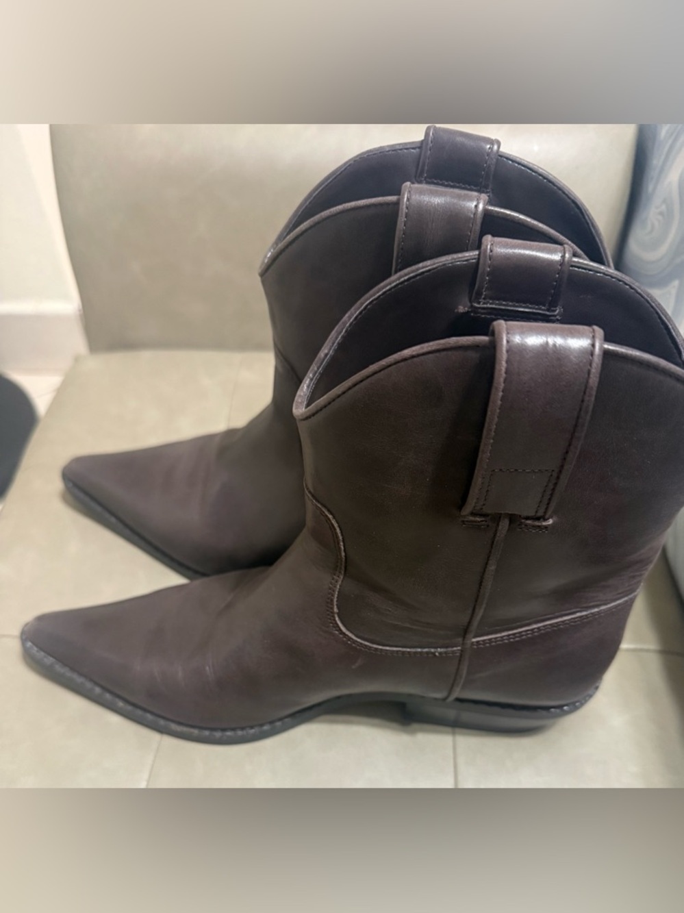 Michael Kors Dark Brown Leather Ankle Boots - Picture 5 of 13
